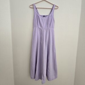 Lavender Fit & Flare Linen-Blend Midi Dress